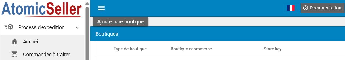Ajout et liste des boutiques dans l’interface française