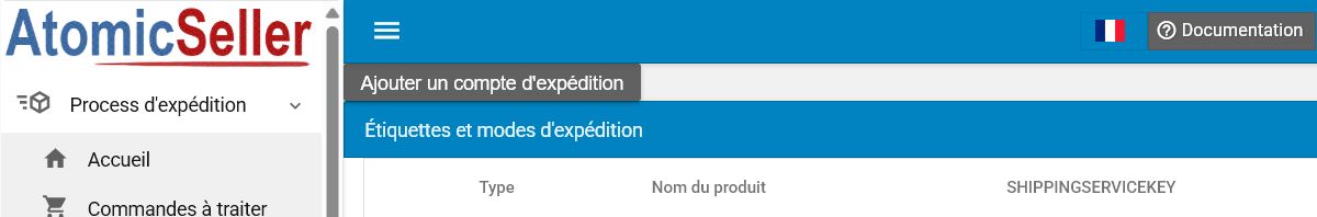 Ajout et liste des transporteurs dans l’interface française