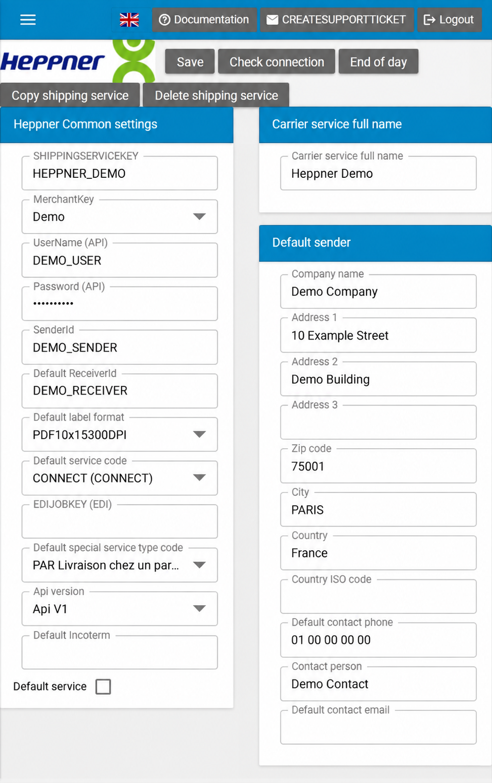Heppner — English settings with anonymised Demo data